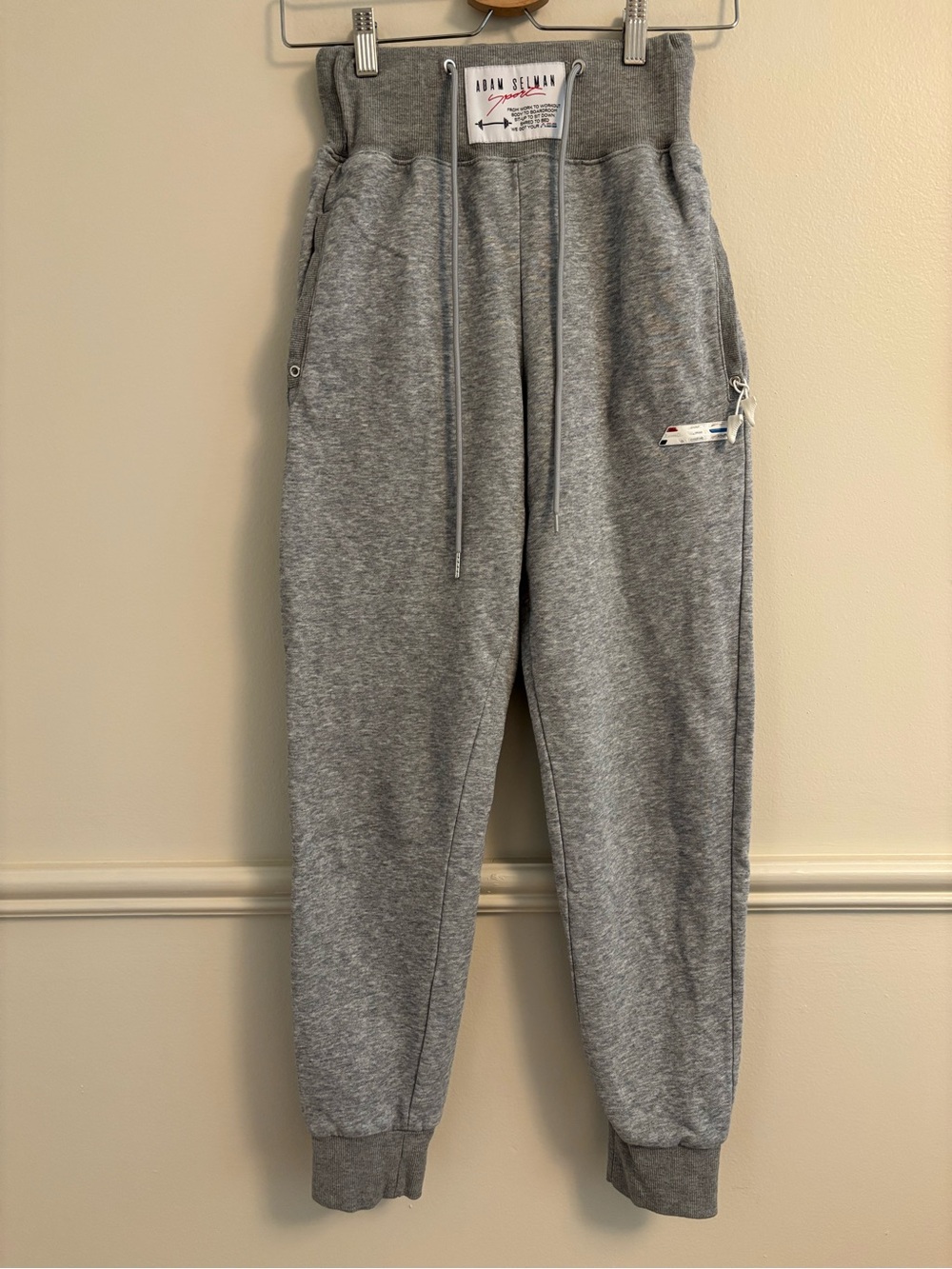 Adam Selman Sport Gray High-Waist Jogger Sweatpants